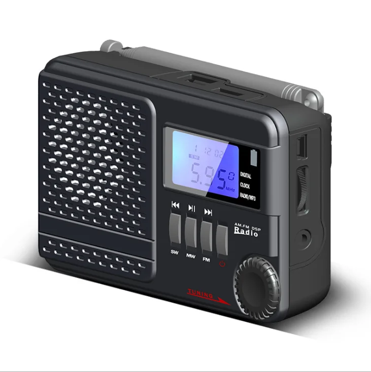 

English Spanish FM AM SW MP3 player 1200 mah battery am fm portable Shortwave radio receiver WITH USB