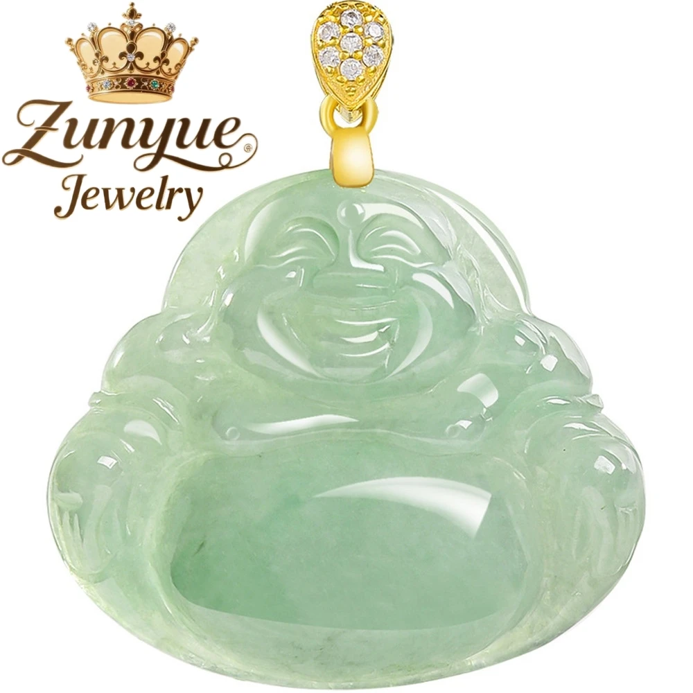 

Натуральный бирманский нефрит класса А, светло-зеленый кулон Будды Майтрейи, Бог, серебряная застежка S925, инкрустированная нефритовой подвеской Ice-Type, амулеты