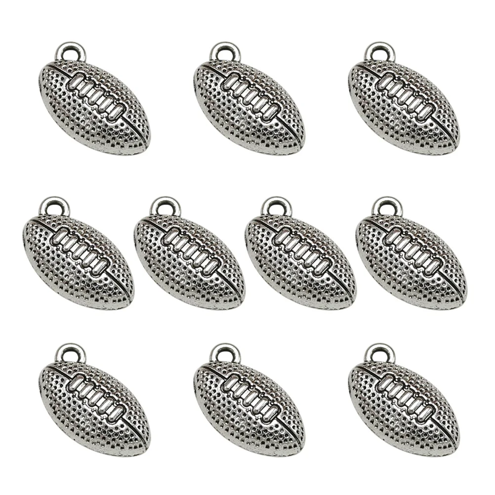 

10pcs American Football Pendant Alloy DIY Charms Jewelry Making Accessories for Necklace Keychain Anklet Dangle Craft Decor