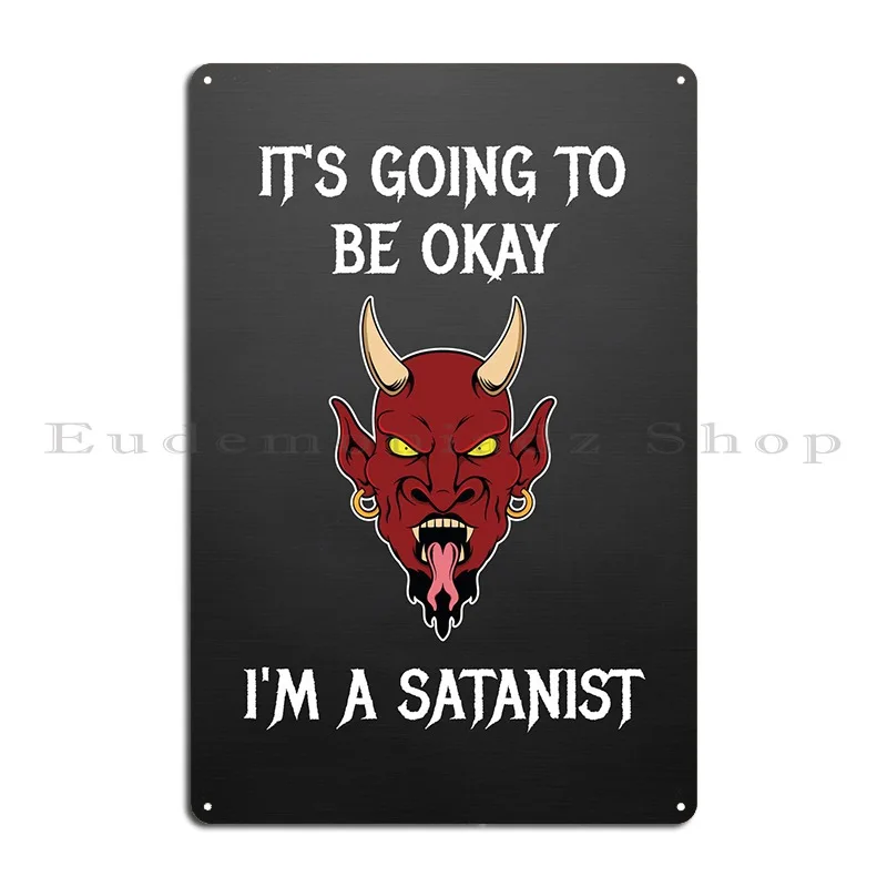 Hail Satan Devil Team Metal Sign Rusty Wall Funny Printing Mural Tin Sign Poster