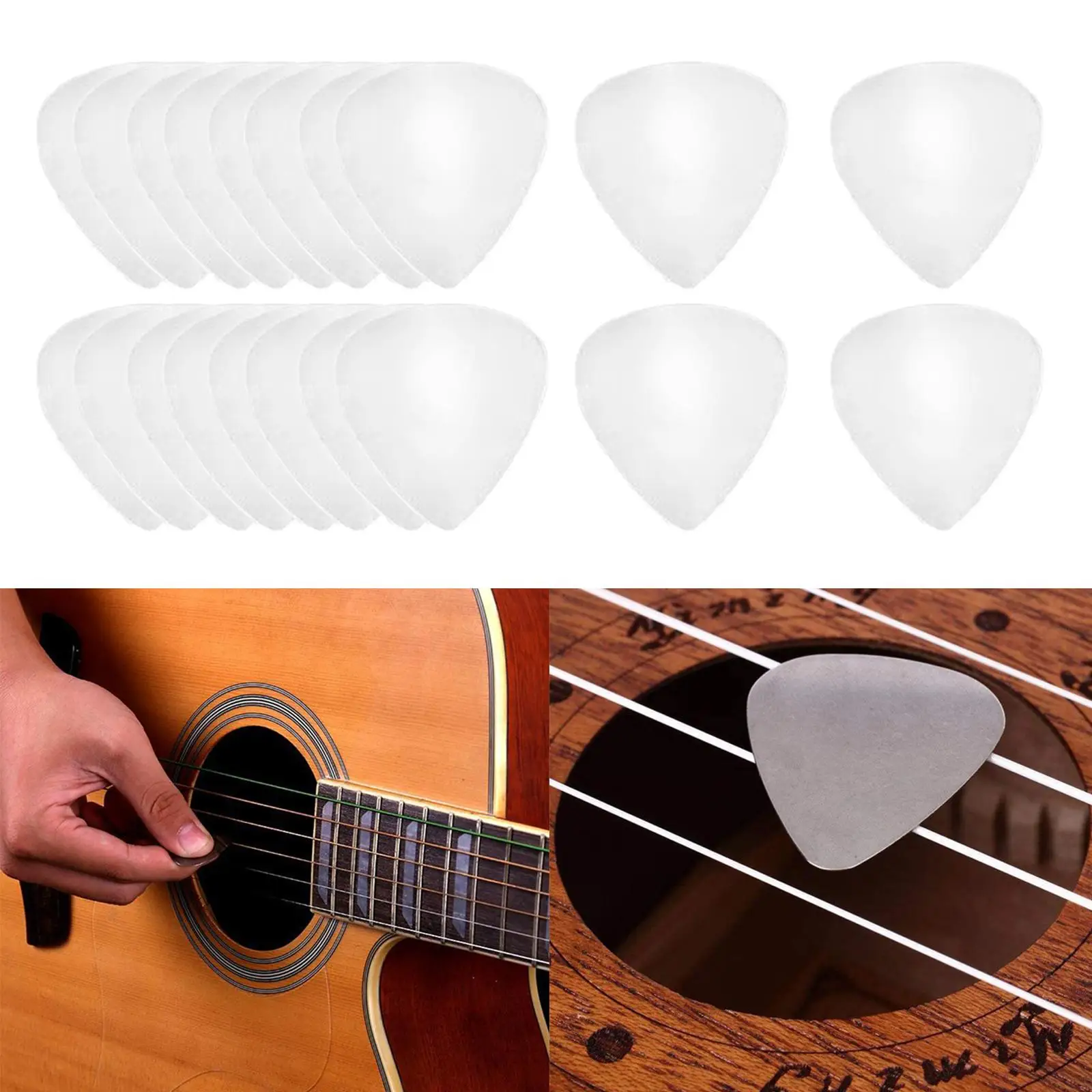 2-6pack Stainless Steel Guitar Picks 0.3mm Thin Bass Pick Small Heart-shaped