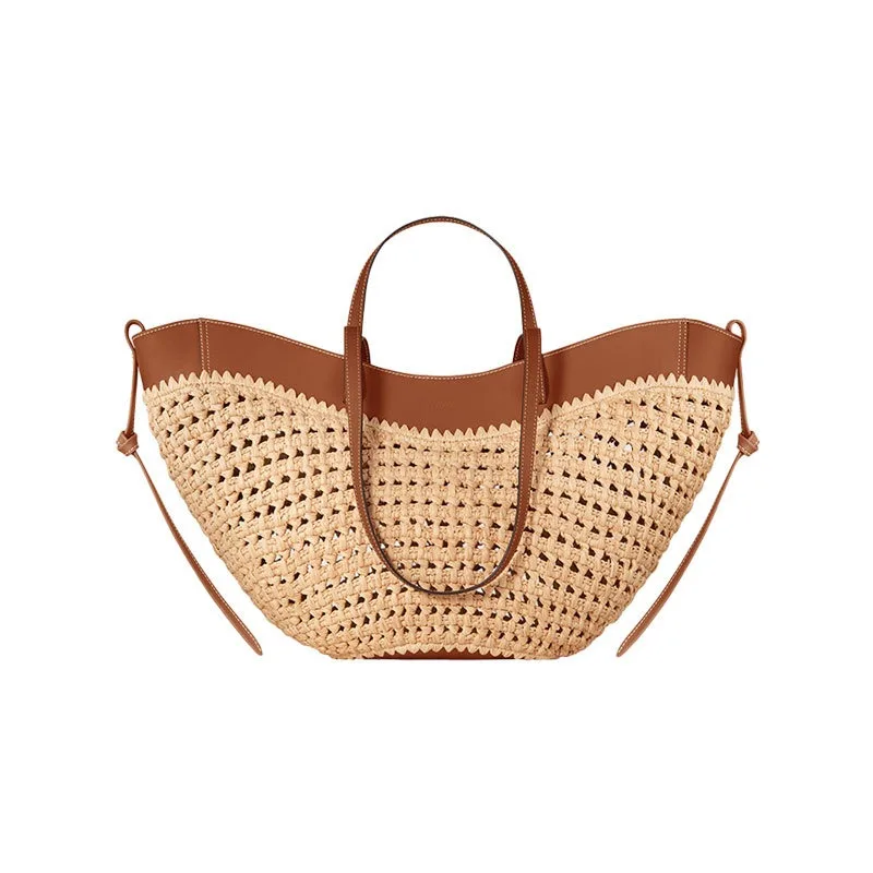 2025 Bolsa de ombro tecida portátil Cognac Lafite Grass