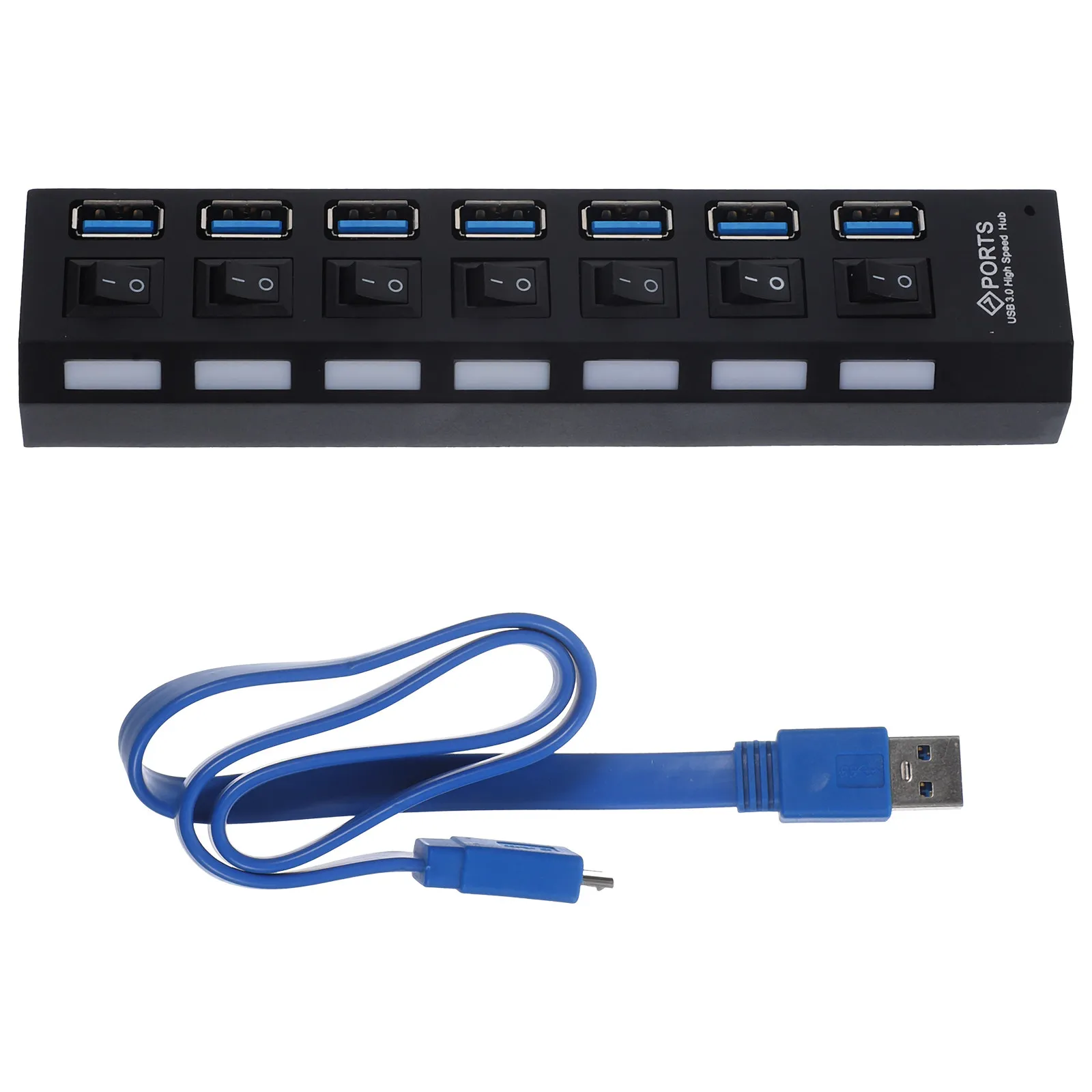 USB Hub 3.0 7-Port Splitter High- Individual LED on Off Protection Powered USB Hub for Laptop Pc