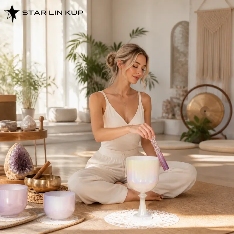 STAR LIN KUP Crystal Singing Bowl Yoga Sound Healing Instrument Energy Chakra Meditation Customizable Color Holy Grail