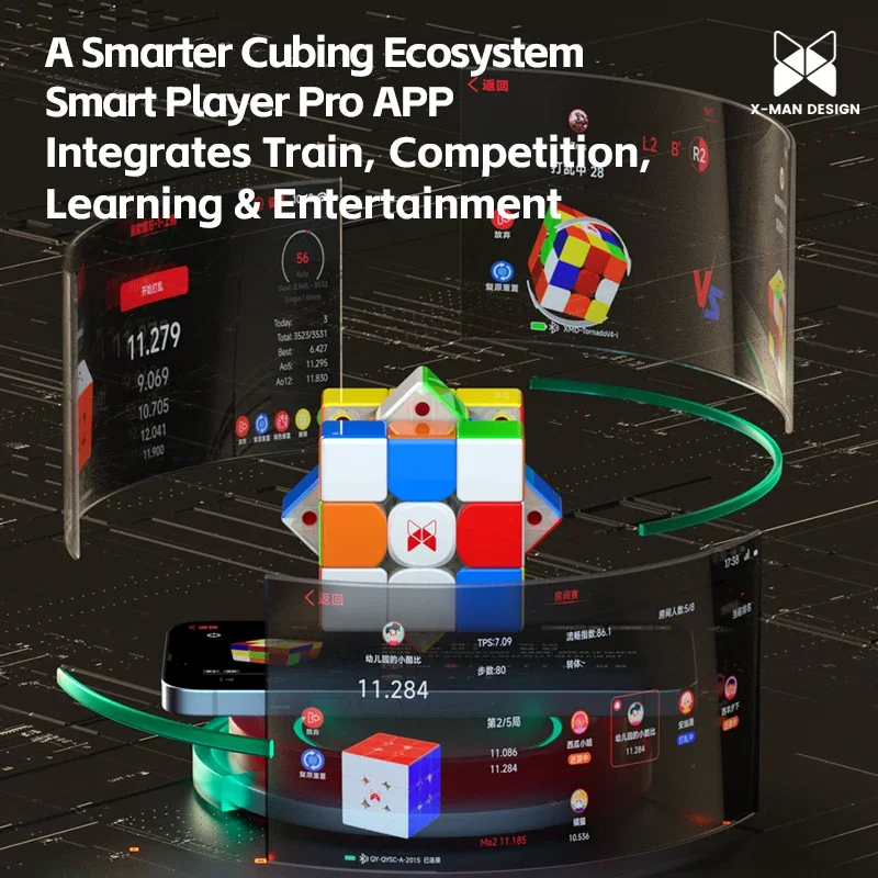 QiYi Ai 3x3キューブ X-man Tornado V4 スマートキューブ パイオニア UV マグネットAIスピードキューブ 3x3おもちゃ 家庭学習 初心者向け