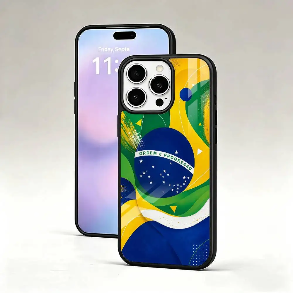 B-Brazil Flag Phone Case For iPhone17,16,15,14,13,12,11 Plus,Pro Max Magnetic For Magsafe Wireless Charging
