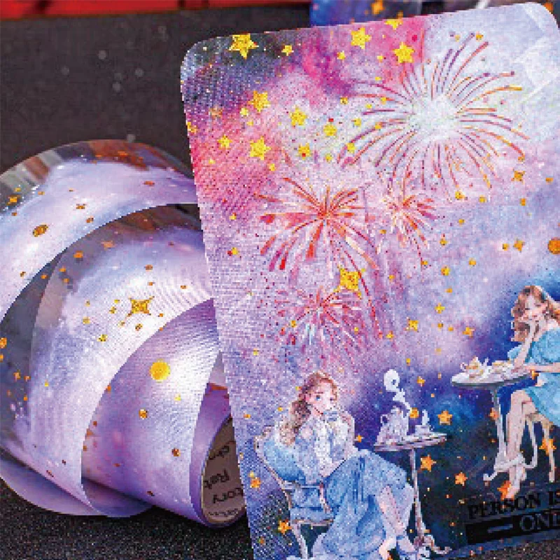 Estrela halo fita adesiva de carimbo quente 50mm x 2m scrapbook papelaria diy diário capa de telefone decoração de notebook