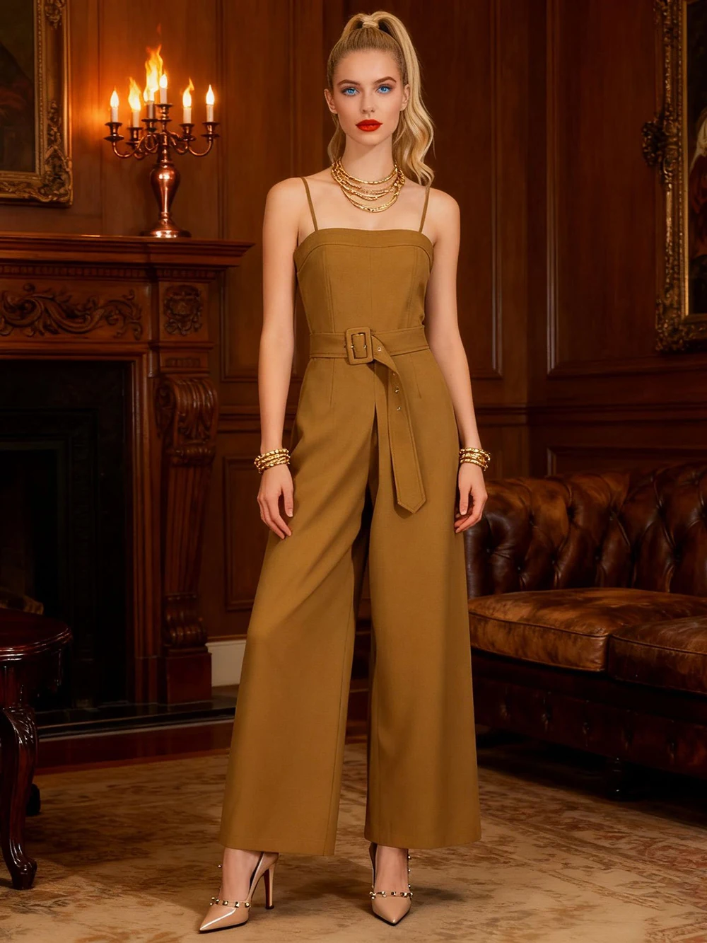 

Casual And Minimalist Style Jumpsuit 2025 New Strapless Camisole Belt High-end And Hanging Wide Leg Jumpsuit