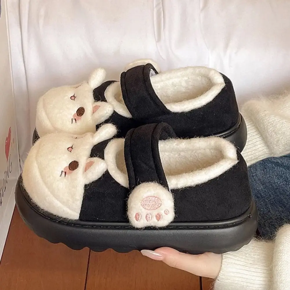 Sepatu Kaki Kucing Kartun Lucu Anti Selip Kawaii Sandal Salju Musim Dingin Pakaian Rumah Lolita Mary Jane Sepatu Katun Anak Perempuan