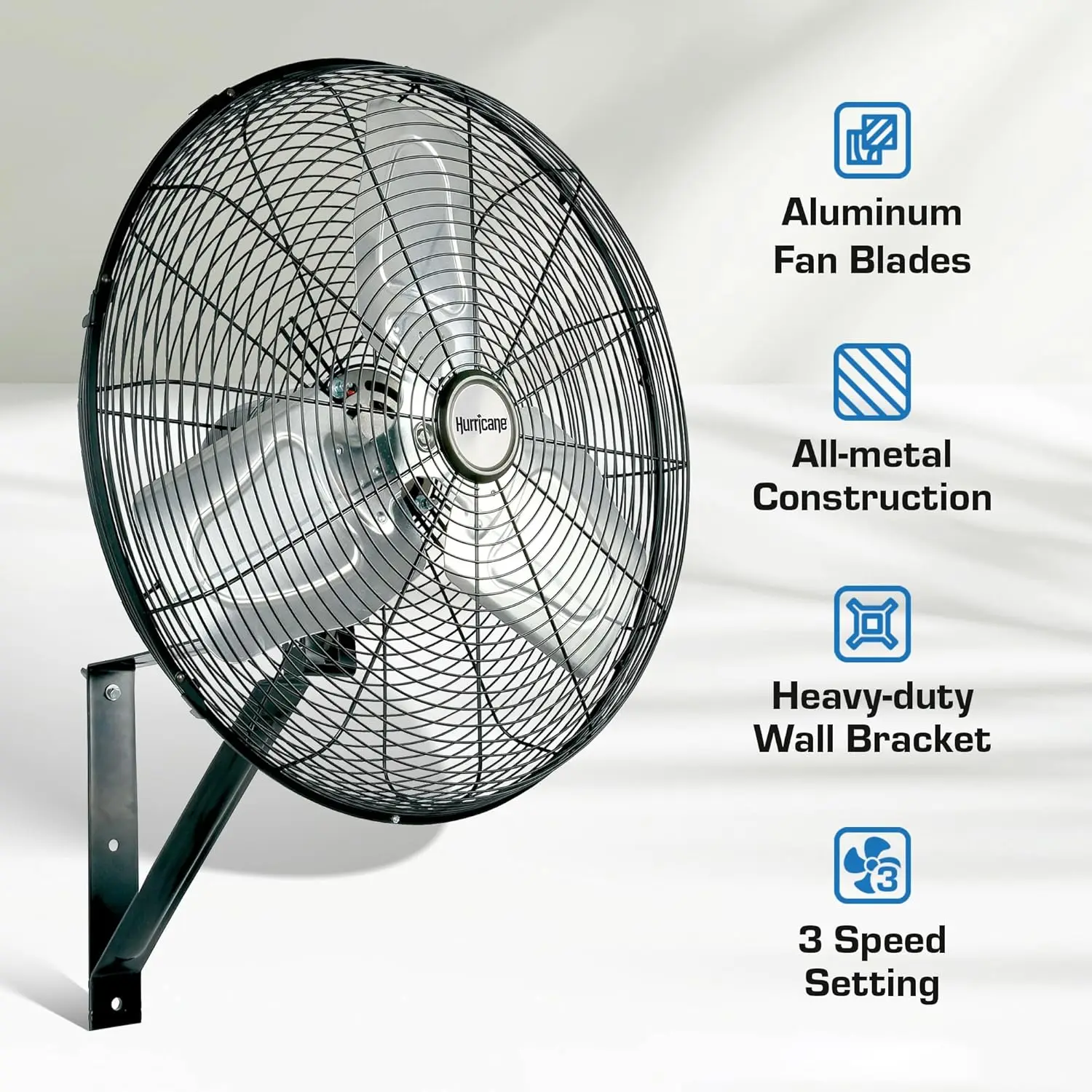 Oscillating Wall Mount Fan, 3 Speed Cooling, Pro Commercial Grade, 20