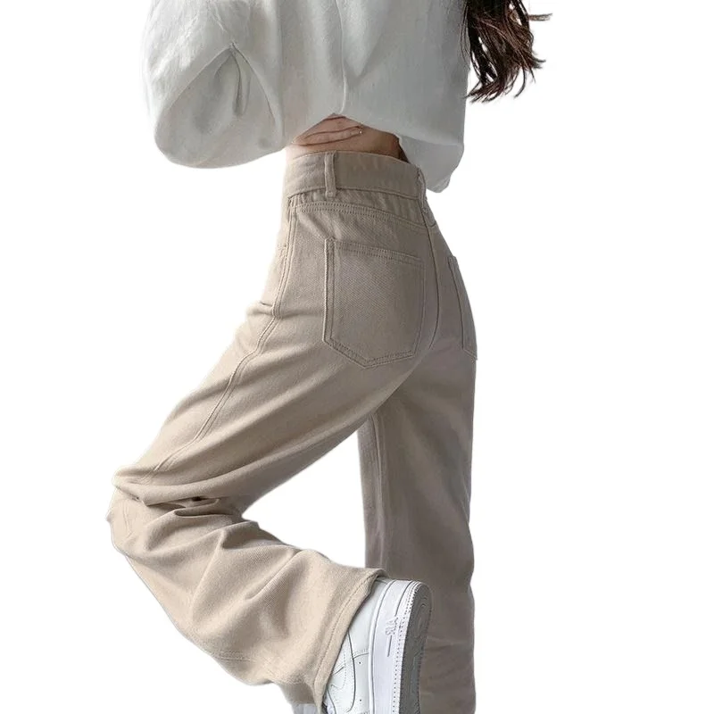 

Women's Slim Straight Leg Jeans Spring New High-waisted Slimming Loose Wide Leg Pants Sweat Absorbent Breathable Mopping Pants