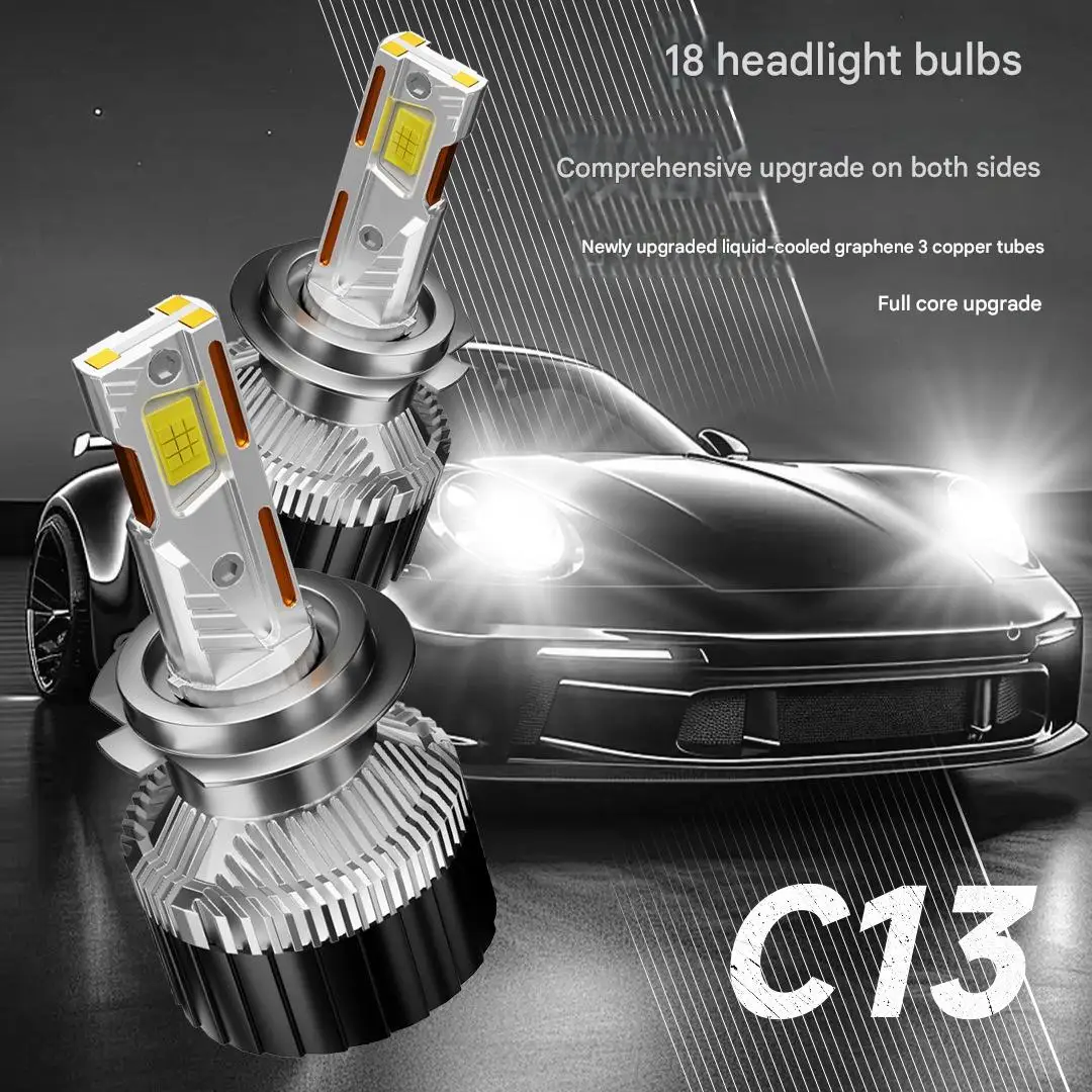 High Power C13 LED Car Headlight Bulb 240W 3 Copper Tube External Driver H4 H7 Auto Front Light Super Bright Conversion Lamp 12V
