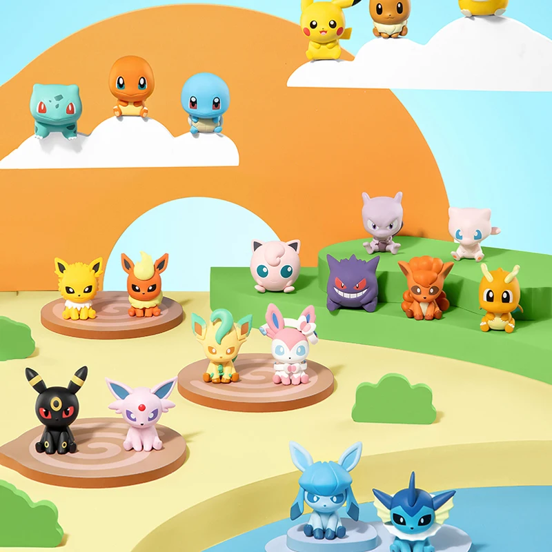Official Pokemon Tiny Adventure Series 3 Gengar Jigglypuff Mini Figure Set Desktop Decor Cute Miniature Model Collectible Gift