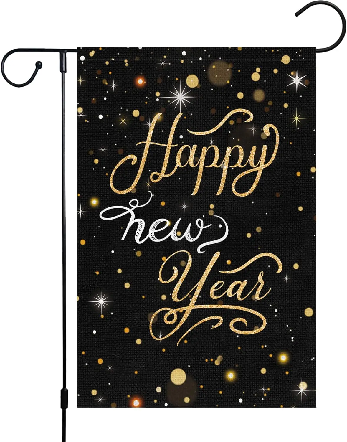 Louise Maelys Happy New Year Garden Flag 12x18 Double Sided Vertical, Burlap Small Celebration Confetti Welcome Yard Sign Ho LLO