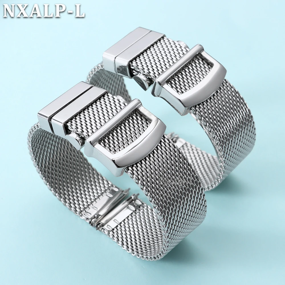 1.0 Mesh Milanese Watch Band 20mm 22mm for IWC Pilot Portuguese PORTOFINO Stainless Steel Watch Strap Folding Buckle for Omega view 4