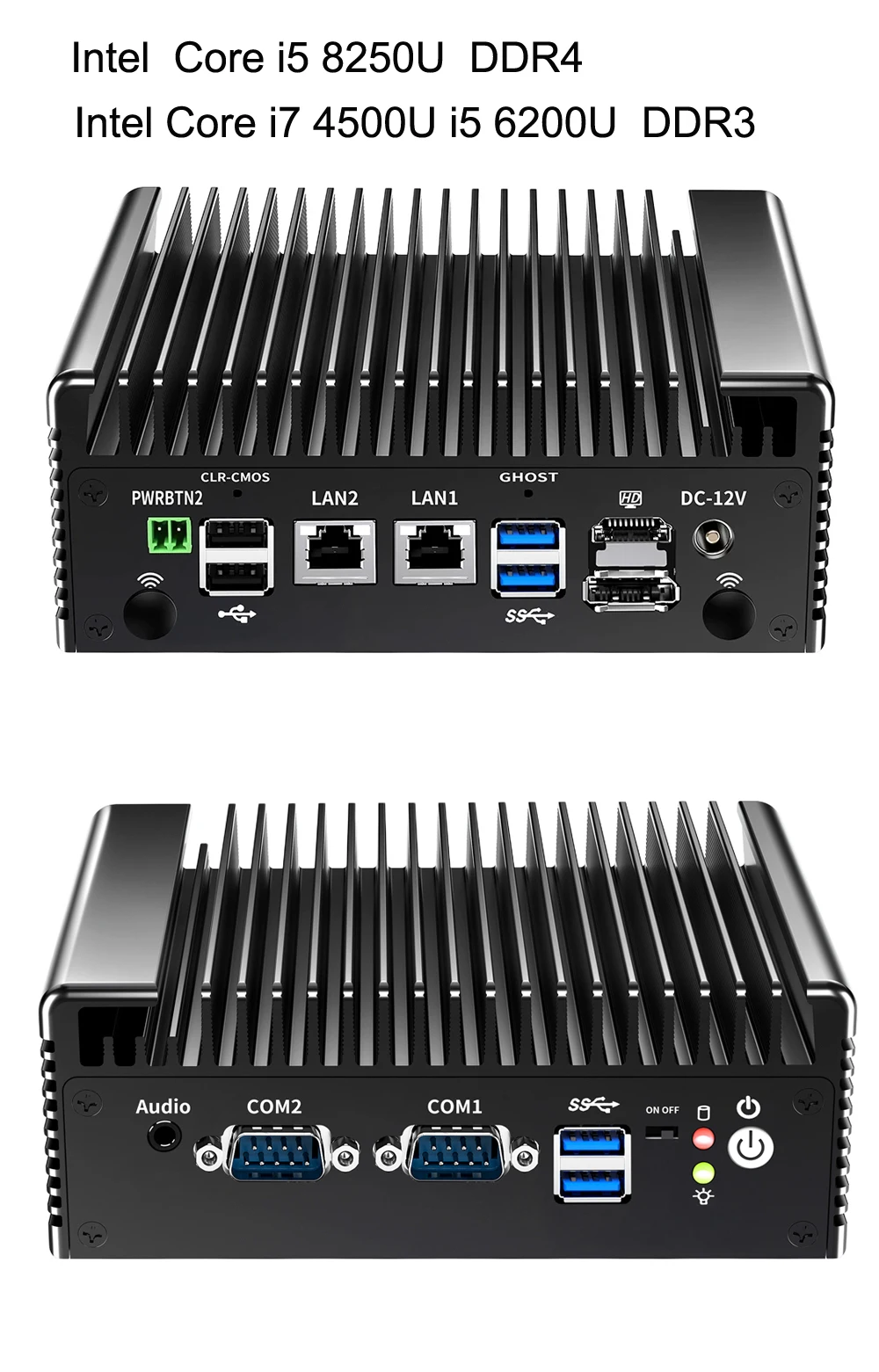 The most favorable Fanless Mini PC Intel Core i5 8250U 6200U i7 4500U N150 Dual LAN HD DP 2XCOM Desktop Office Computer