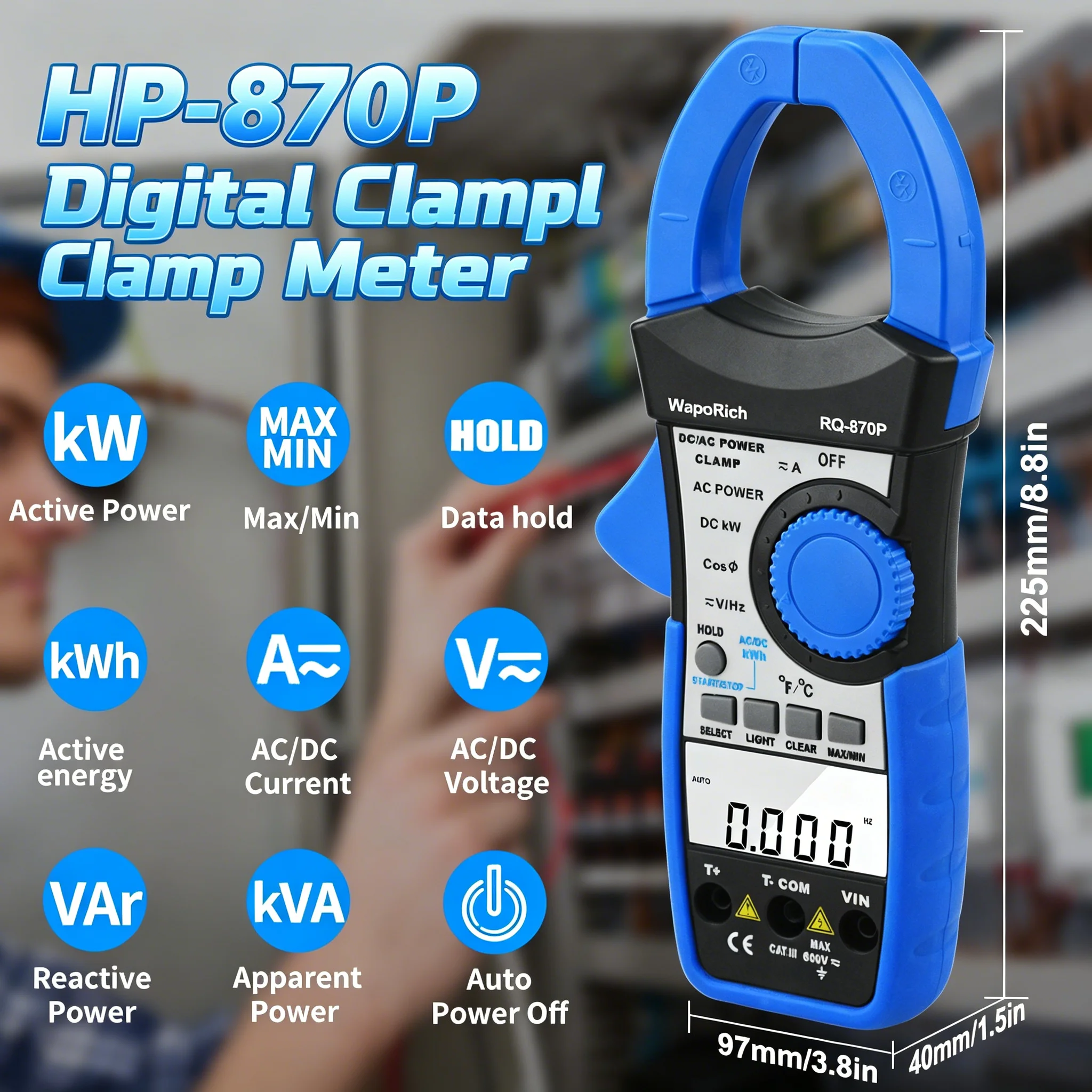 hp870p-smart-power-clamp-meter-1000a-trms-kw-kva-cosφ-temp-hz-40mm-jaw-tester-for-motor-industrial-service
