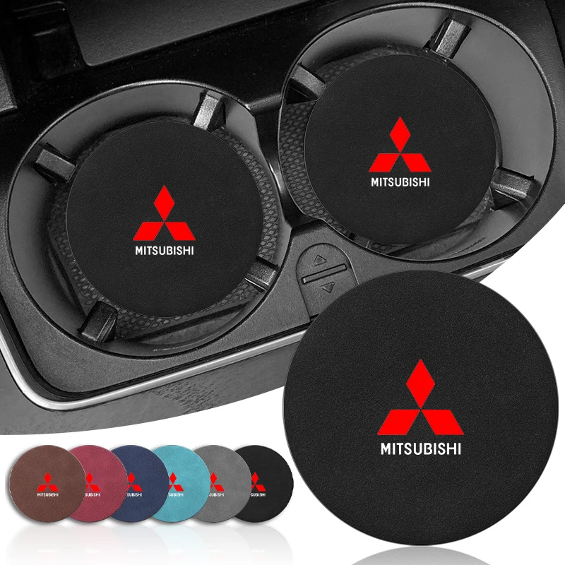 Suede Car Coaster Anti-slip Water Cup Heat Insulation Mat Decor For Mitsubishi Lancer ASX Mirage Pajero Sport Xpander Attrage