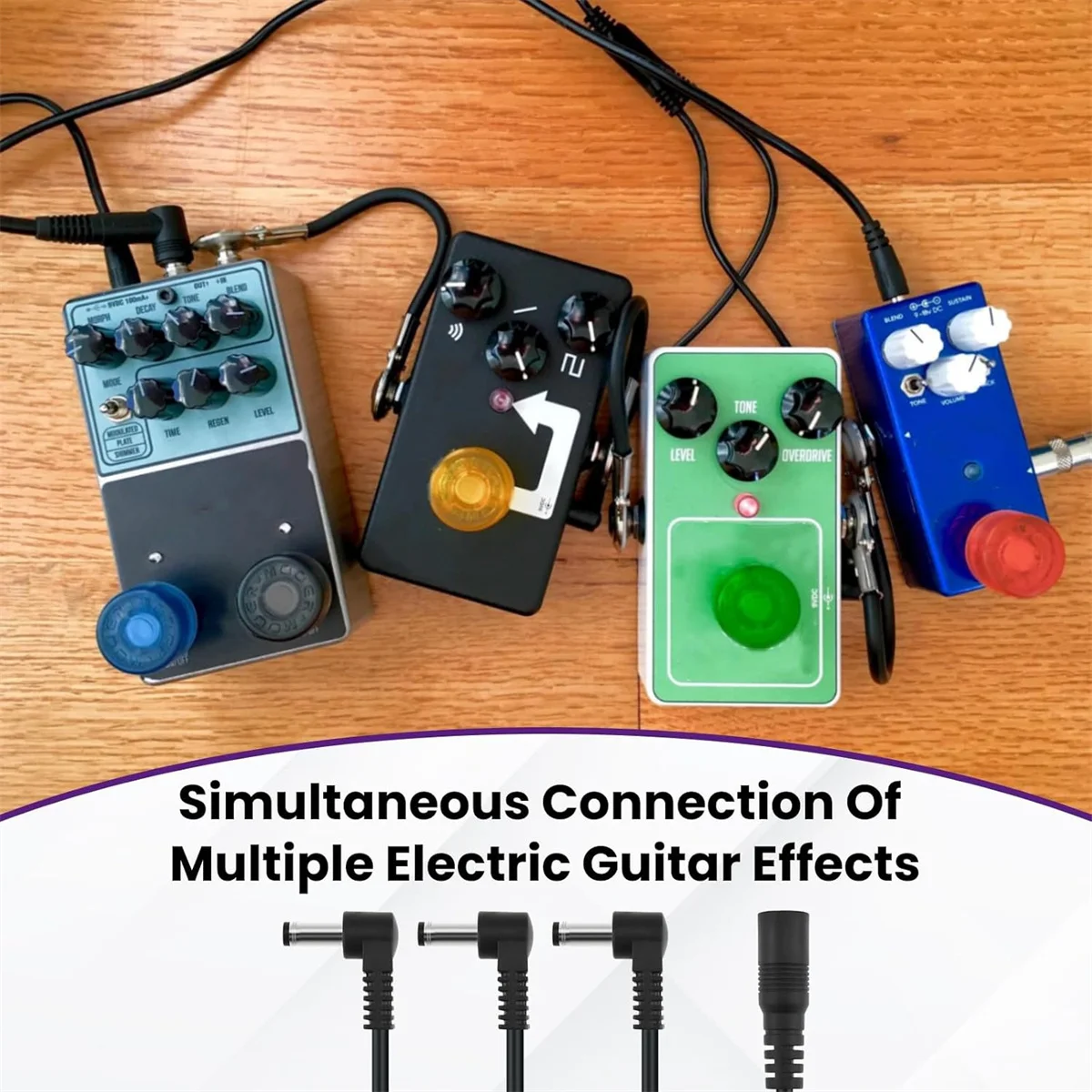 Guitar Effect Pedal Daisy Chain Power Cords: 1-to-2/3/5/6/8/10 Ways, 9V DC Adapter Plugs, Reliable Power Supply Accessories