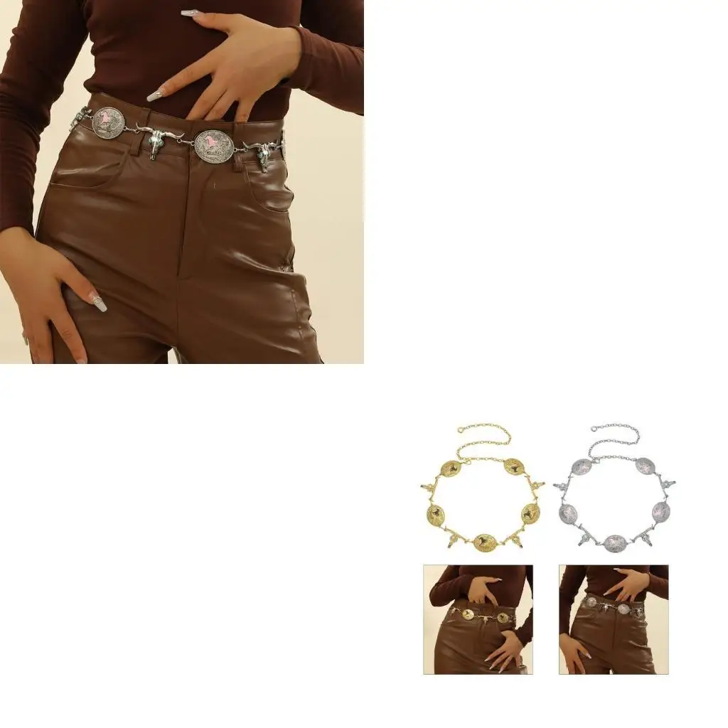 

652F Totems Horse Waist Belt Belly Chain for Dress Chain Belt for Women Waist Chain Belt Cowboy Waist Chain Cowboy Belt