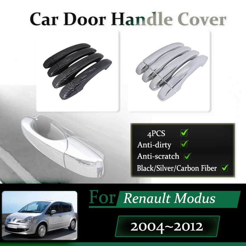 Car Door Handle Cover Trims For Renault Grand Modus 2004~2012 Anti-dusty Scratchproof Chromium Styling Stickers Auto Accessories