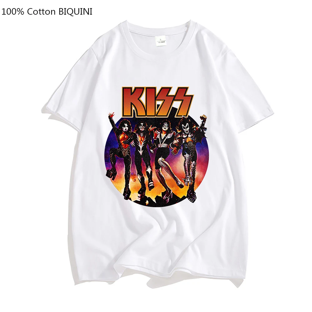 Rock Band Kiss T Shirt Men/Women Fashion 100% Cotton T-Shirt Hip Hop Heavy Metal Tops Tees Boy/Girl Clothing Print Camiseta Punk