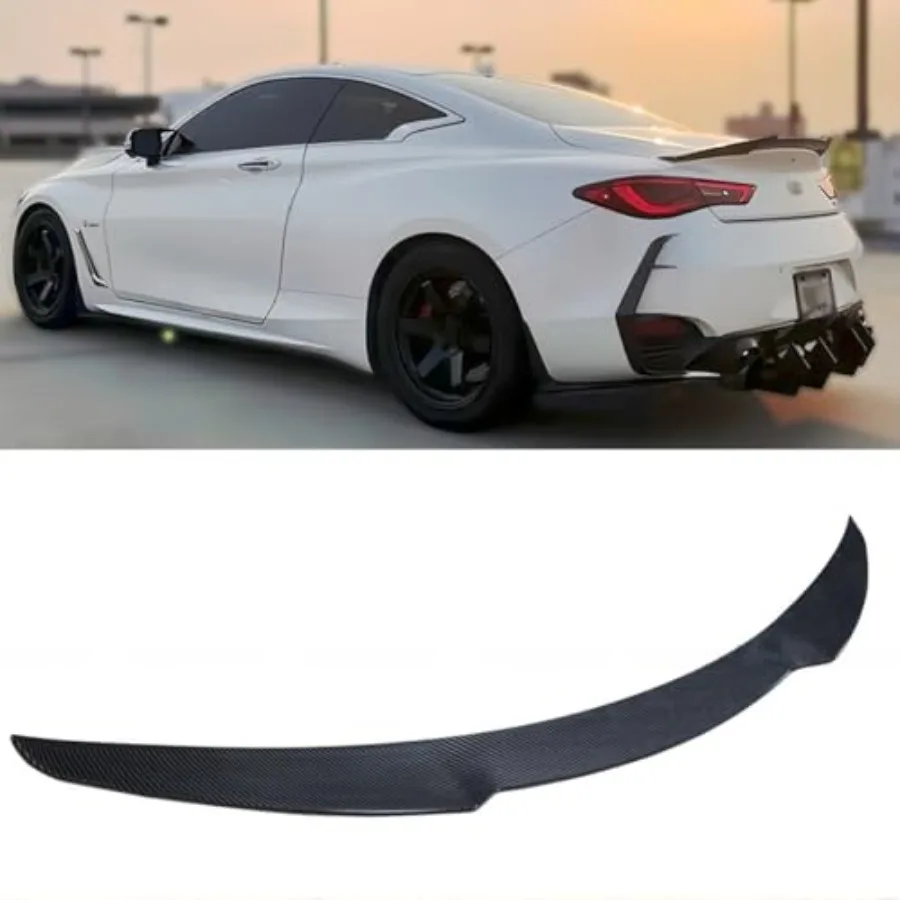 

Rear Spoiler Compatible with 2017-2022 Infiniti Q60 2-Door Coupe Duckbill Trunk Tail Deck Lid Splitter Wing Lip Fits for 2017 2