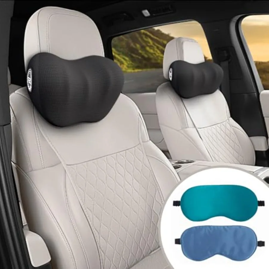 

Car Headrest Pillow Cloudlike Car Pillow with Adjustable Strap - 100% Memory Foam and Breathable Removable Cover Ergonomic Desi