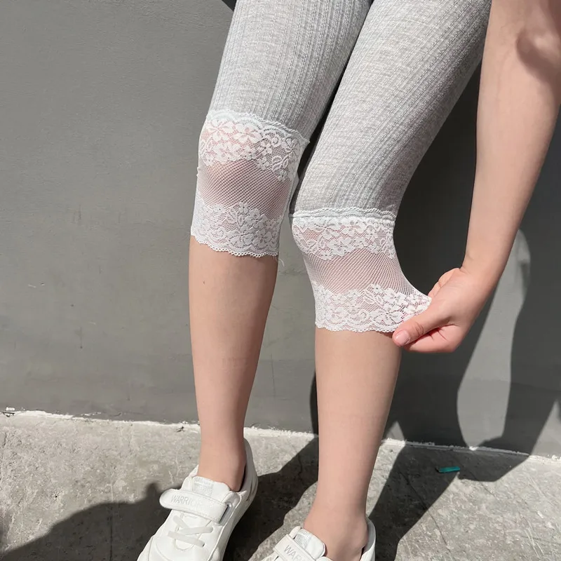 Girls Leggings Summer Thin Children\'s Pants Baby Girl Lace Cropped Trousers 2-8Years Kids Clothes All-matches Bottoms Leggings