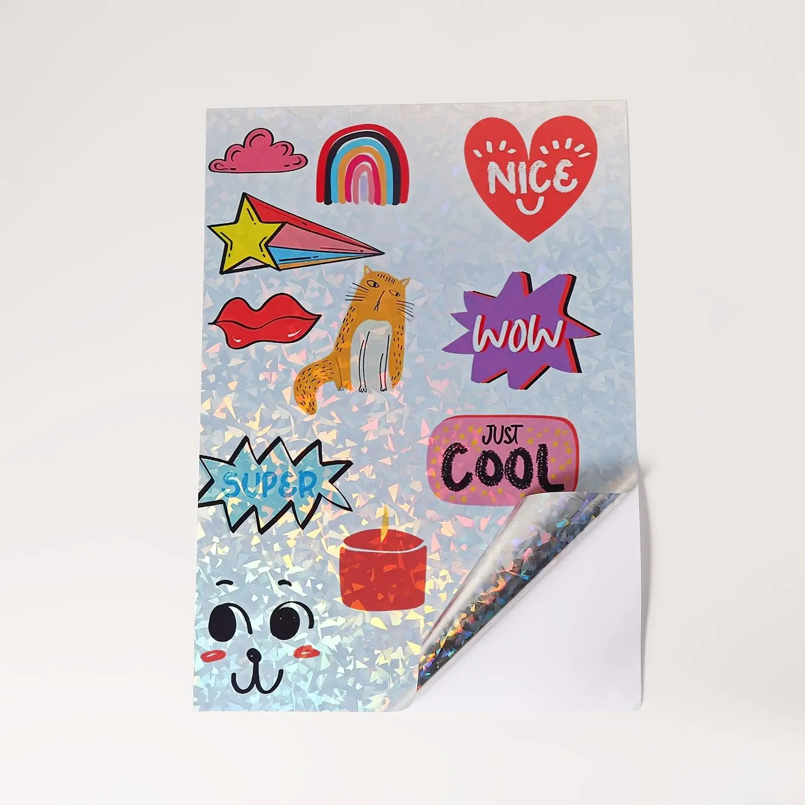 10pcs Holographic Diamond Vinyl Sticker Paper 8.3x11.7
