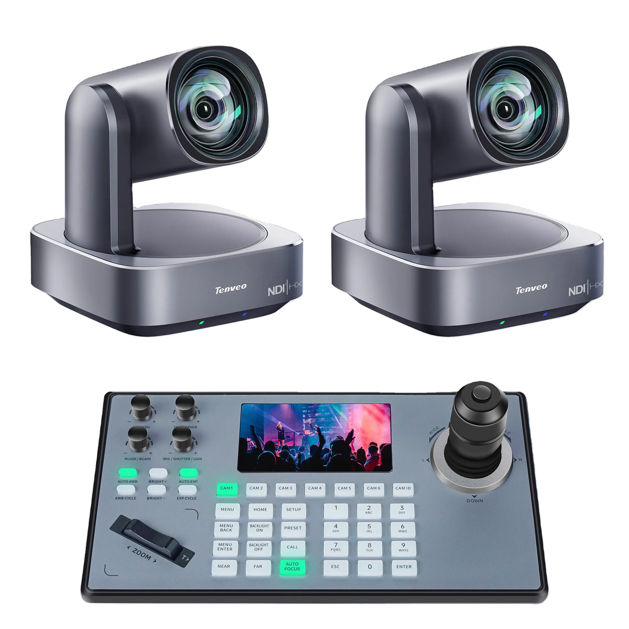 

2025 Professional 4K NDI PTZ Camera Set (2pcs) For Live Audio Conference KB200PRO Keyboard Controller Included
