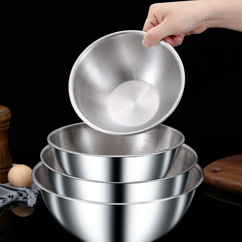 

Stainless Steel Salad Bowl with Scale, for Cooking Baking Food Storage Large Capacity Mixing Bowls for Home Kitchen Essentials