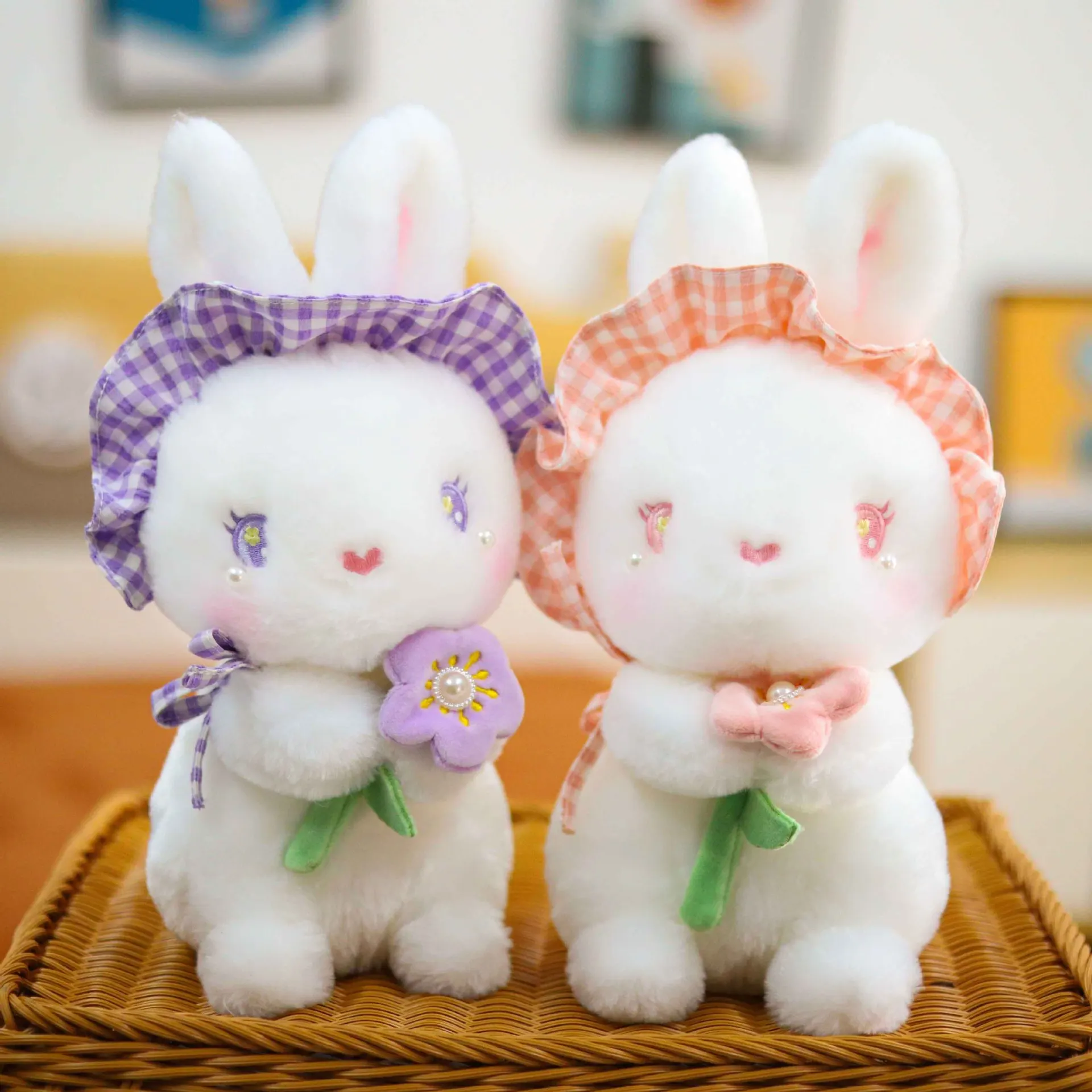 2023 New High Quality 24cm Cute Sitting Styles Rabbit Plush Toy Doll Children's Holiday Surprise Gift Girls Cloth Doll Pillow