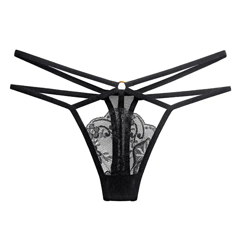 

Underwear Fashion Cross Belt Flower Women Pearl Lace G-String T Panties Women's Thong Briefs
