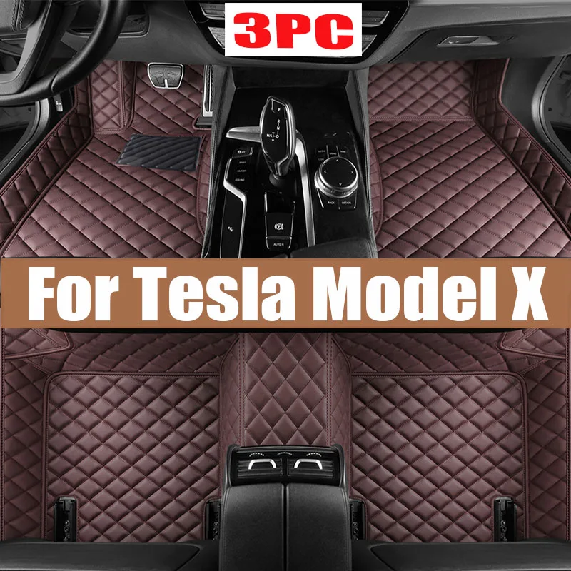 

Car Mats For Tesla Model X 7 Seat 2015~2022 Full Set Luxury Carpets Rug Anti Dirt Pad Leather Mat Car Accessories Tapete Carro