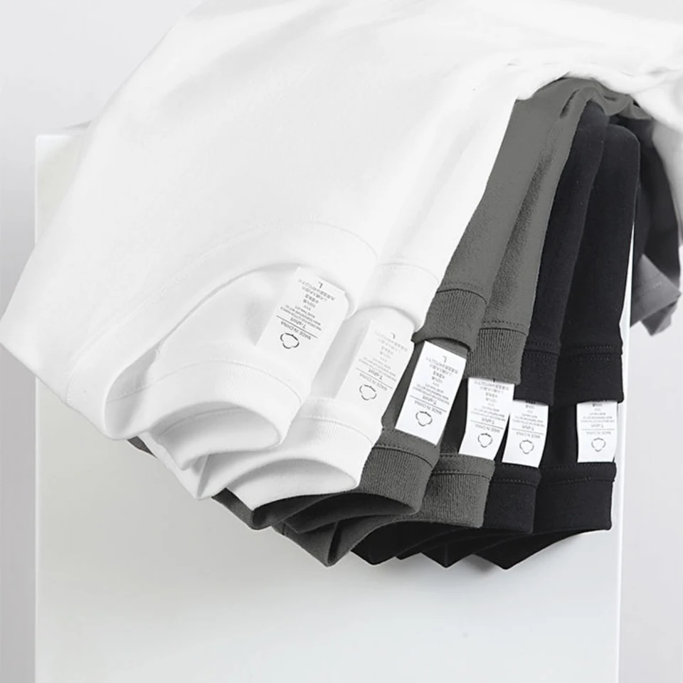 2PCS 100% Cotton Solid T Shirts Men's and Women's Short Sleeve White Tees Casual Breathable Loose Round Neck T-shirt Couple Tops, image 2