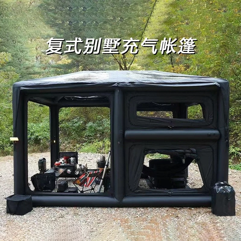 Duplex villa inflatable tent, outdoor portable foldable multi-functional tent