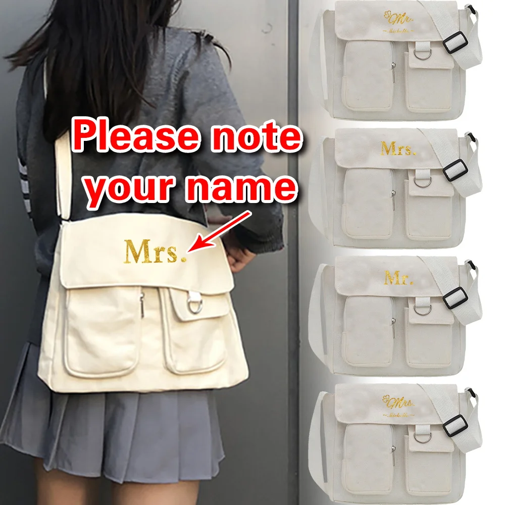 

Personalized Customized Name Messenger Bag Fashion Crossbody Purse Canvas Portable Phone Pouch Wallet Storage Flap-bag