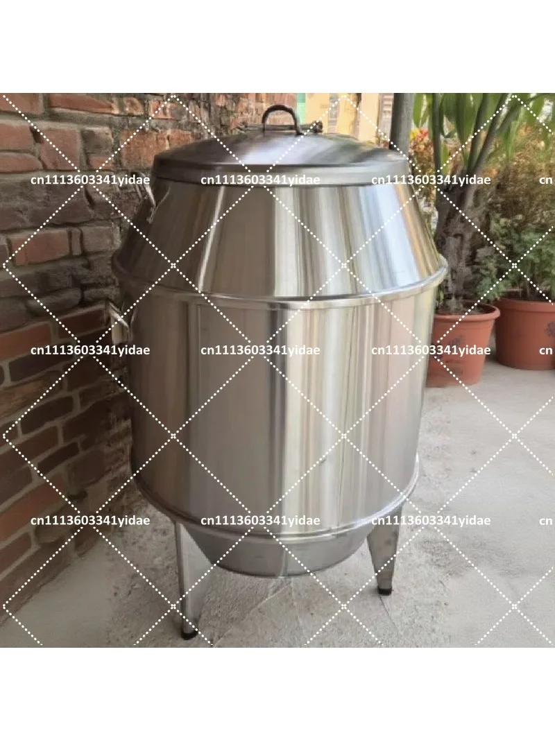Commercial gas charcoal roast chicken stove roast goose stove double layer thickened stainless steel crispy pot