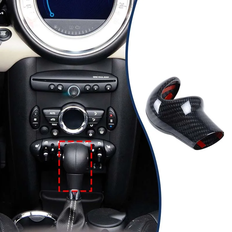 2 piece set Real carbon fiber For BMW MINI F54 F55 F56 F60 car center control gearbox head cover decorative sticker accessories