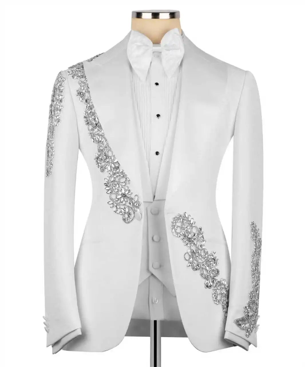 

Modern Men's Suits Appliques Crystals 1-Piece Blazer Peaked Lapel Formal Tuxedo Occasions Party Customized trajes para hombre