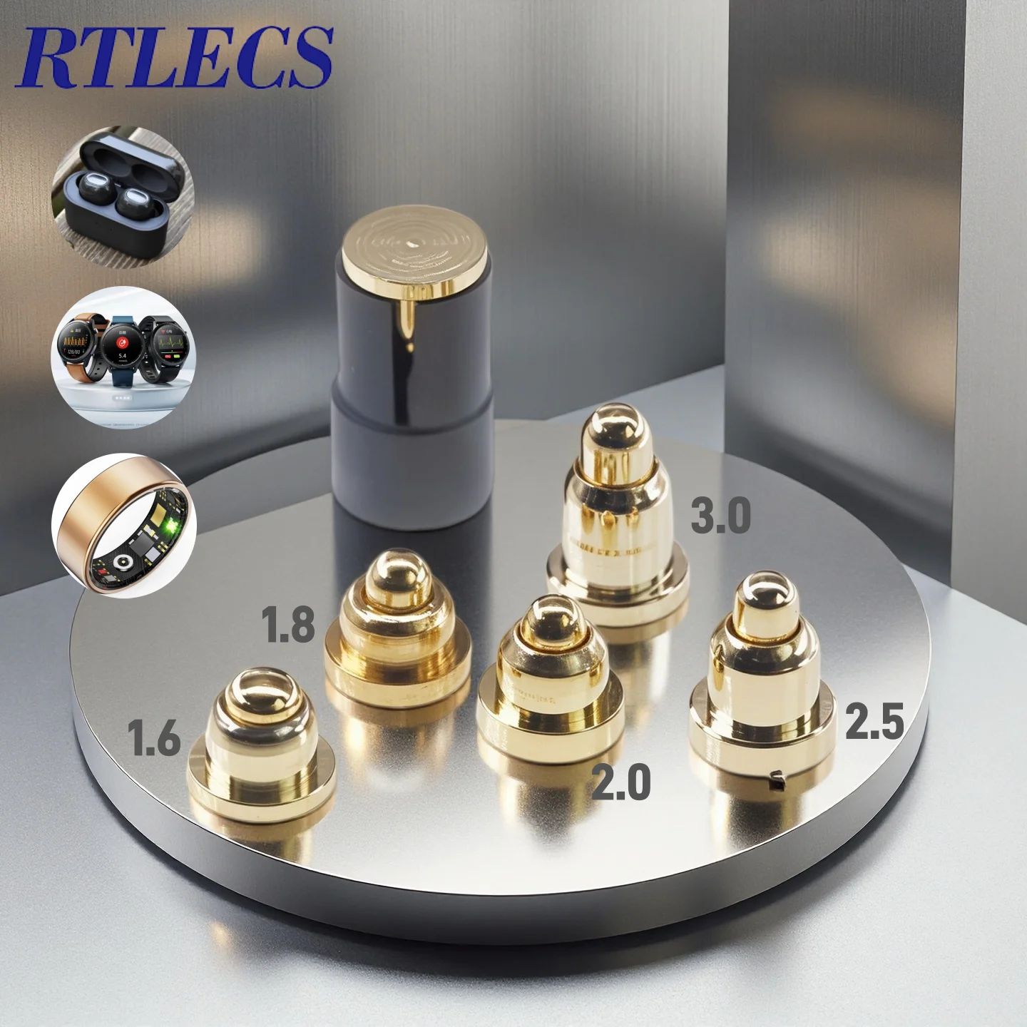 Spring Loaded PogoPin Connector SMD DIP Ultra Low Profile for Bluetooth Earphones Smart Watch Ring Battery Charging Adapter