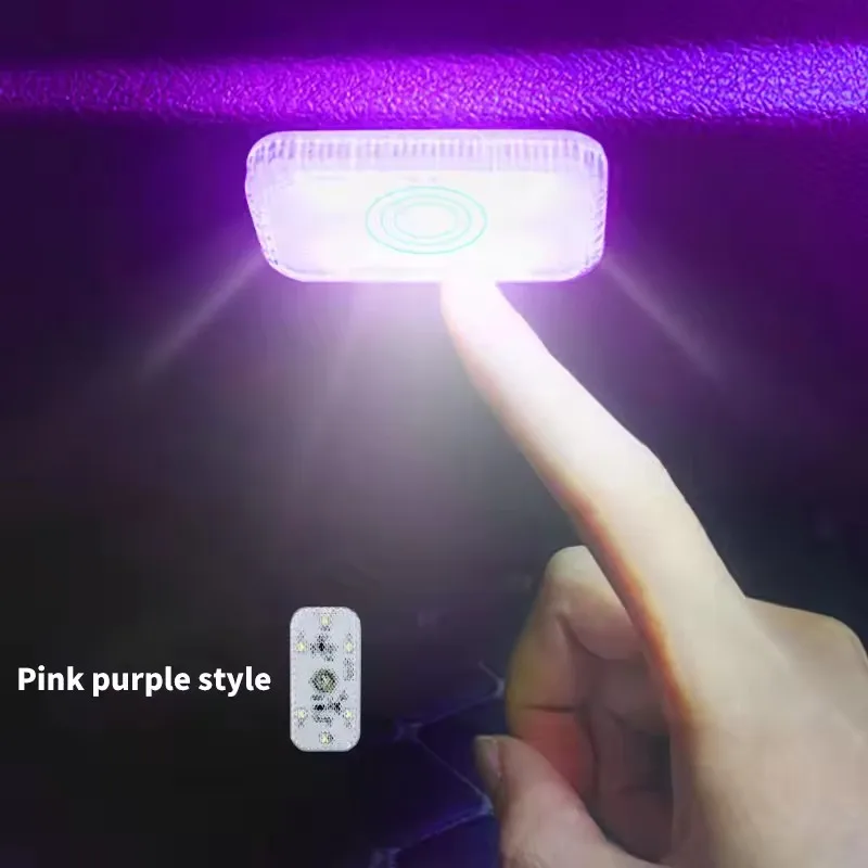 LED Touch Light Mini Wireless Car Interior Lighting Auto Roof Ceiling Reading Lamp for Door Foot Trunk Storage Box USB Charging