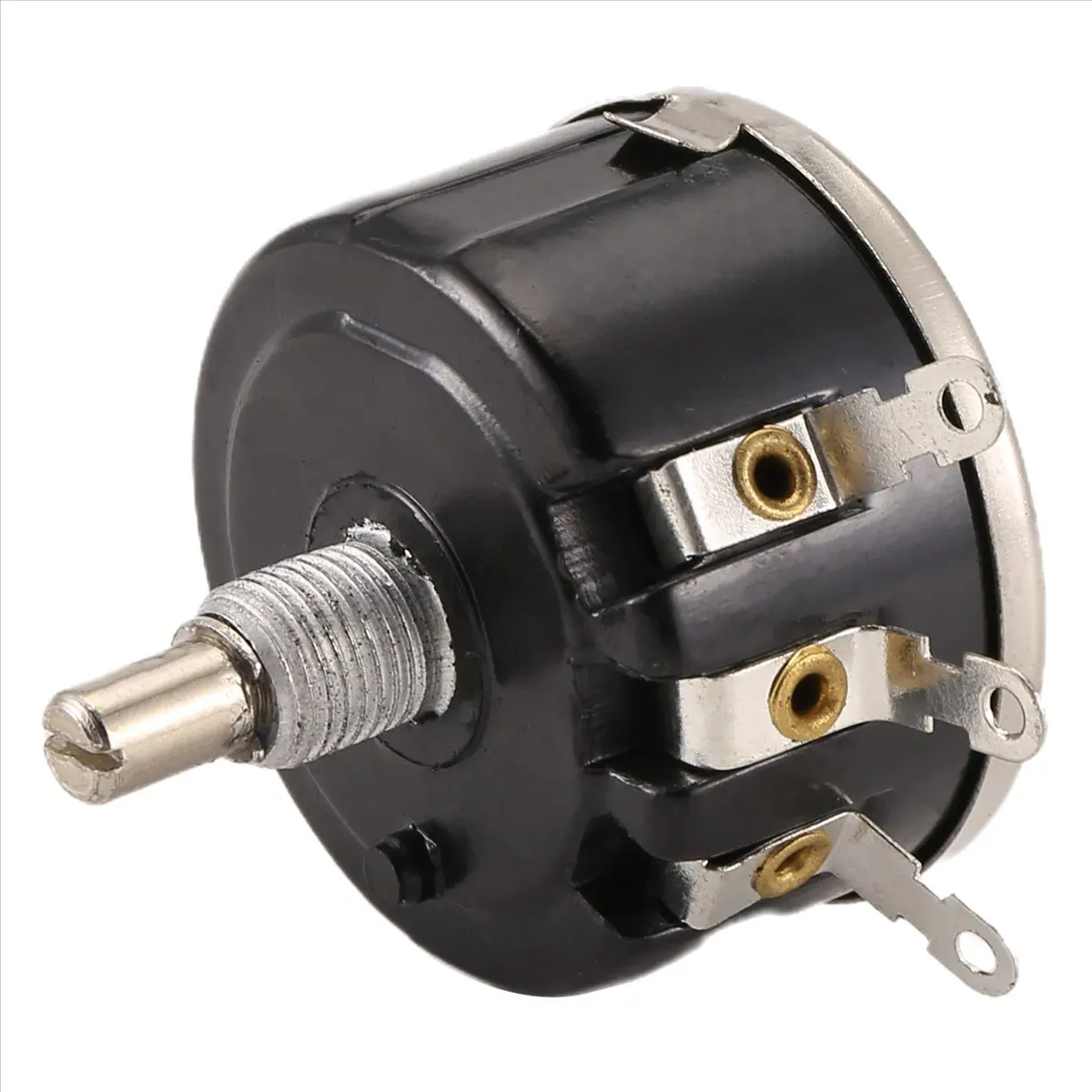WX050 10K ohm 5W 6mm Round Shaft Rotary Wire Wound Potentiometer Black+Silver-DT82