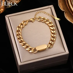 EILIECK 316L Stainless Steel Gold Color Geometric Link Chain Bracelet For Women New Girl Bangles Gift Waterproof Jewelry Bijoux