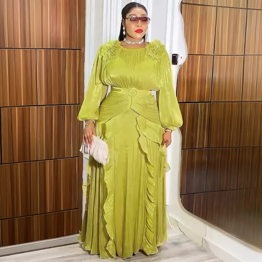 Luxury Party Evening Dresses Diamond Kaftan Gown Elegant Women Wedding Prom Pleated Dress Long Robe 2025 Summer African Clothing image 2