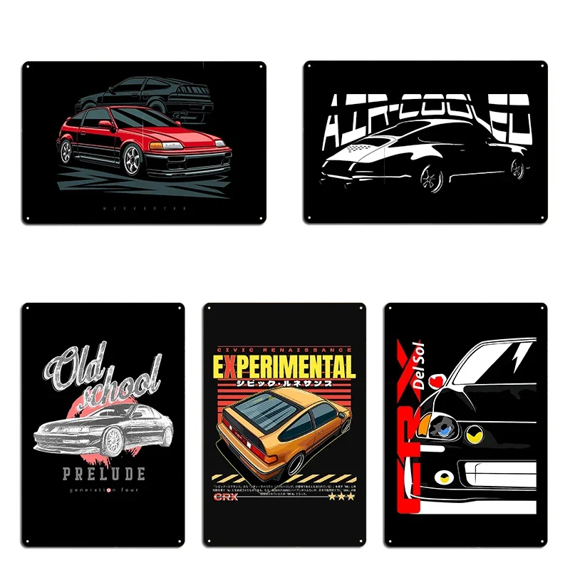 1995 Classic Crx Del Sol Si Prelude 4Gen Legend Metal Mural Designs Garage Cinema Tin Sign Poster