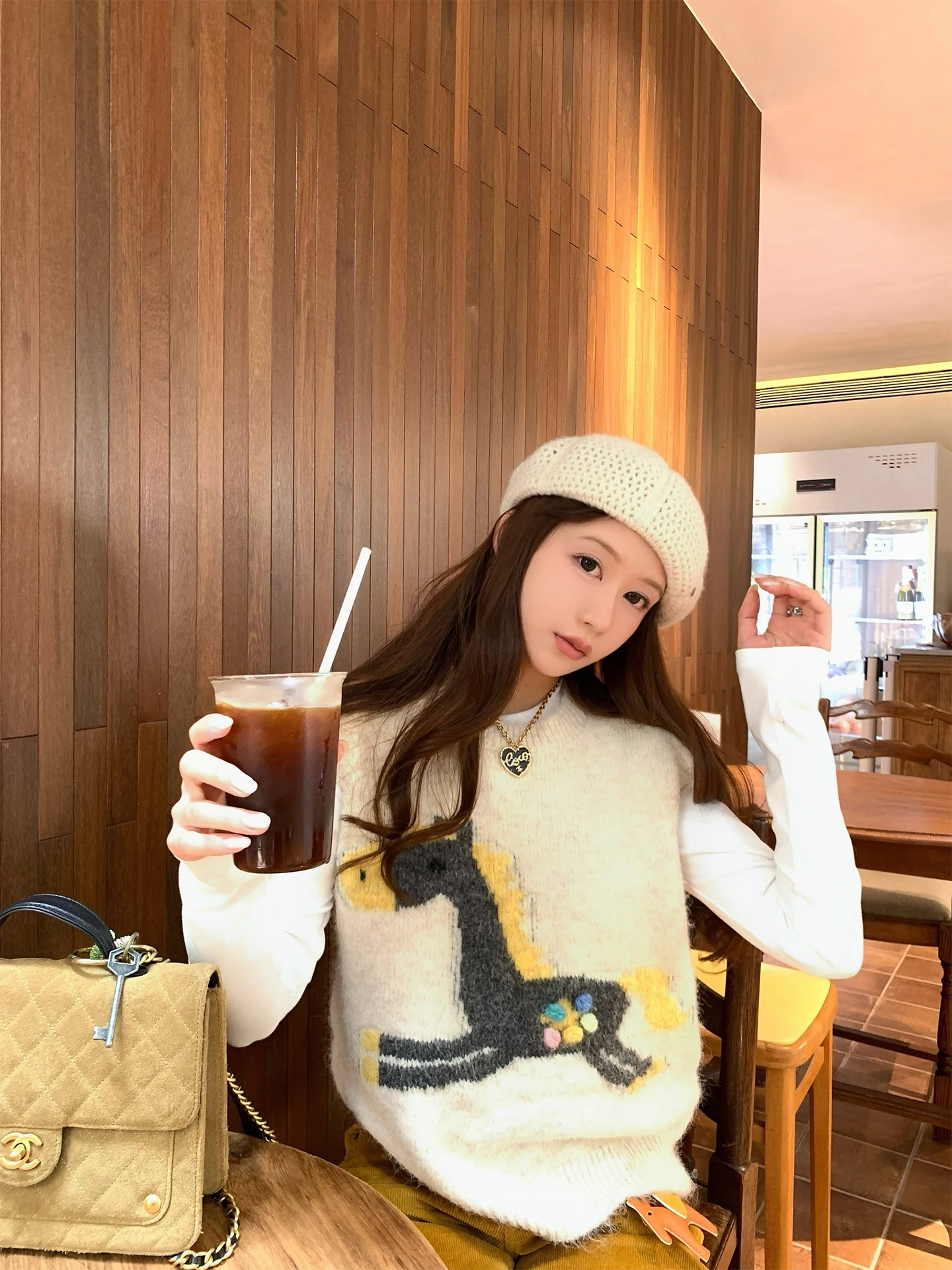 

Вязаный жилет Xuekeke для женщин, новая модель, многослойный, модный, высокого качества, с индивидуальным дизайном, цвет абрикосовый