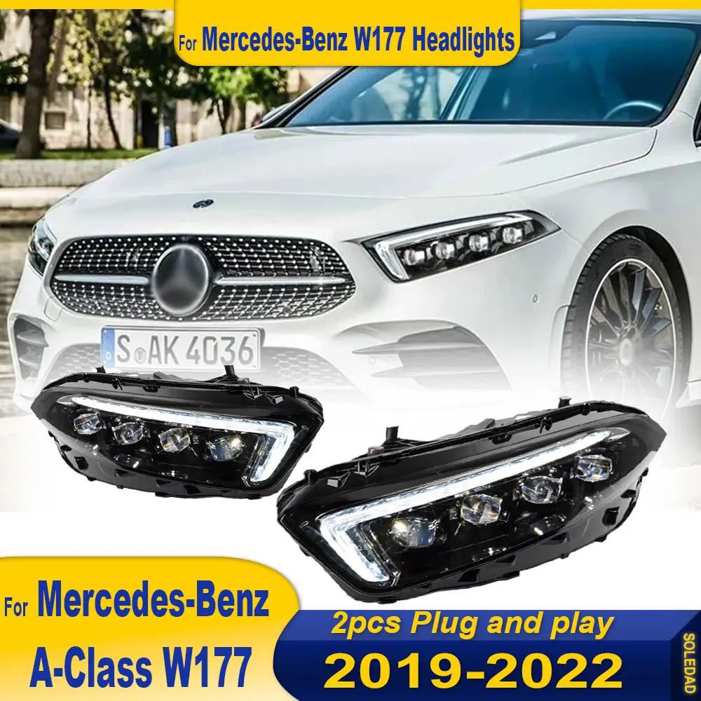 Car Styling for Mercedes-Benz W177 A200 LED Headlight 2019 2020 2022 A180 A220 Head Lamp DRL Dynamic Signal Lamp Car Accessories