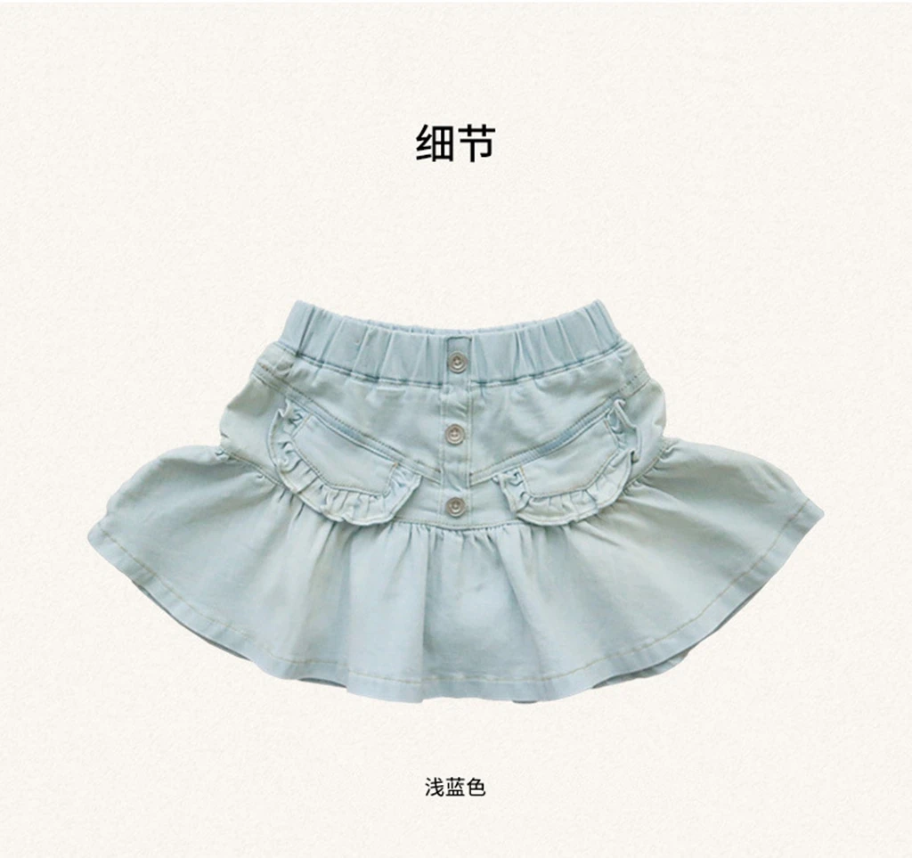 Kids Clothes Summer 2026 High Waist Elastic Pocketed Mini Pleated Denim Skirt for Girls Child Age Group In-Stock